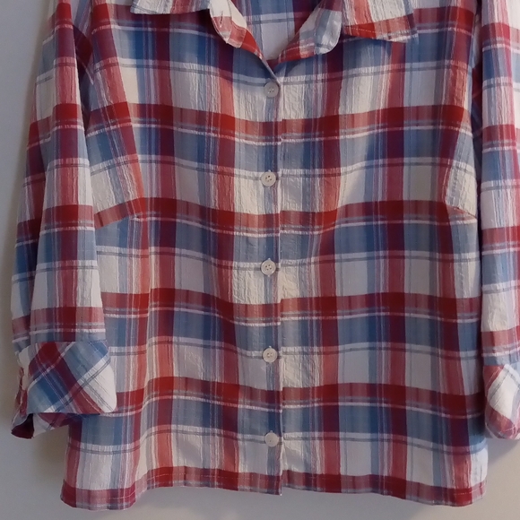 Rebecca Malone Red and Blue Plaid Blouse - Picture 7 of 12